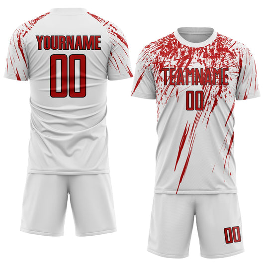 Custom White Red-Black Sublimation Soccer Uniform Jersey - Sky-Custom
