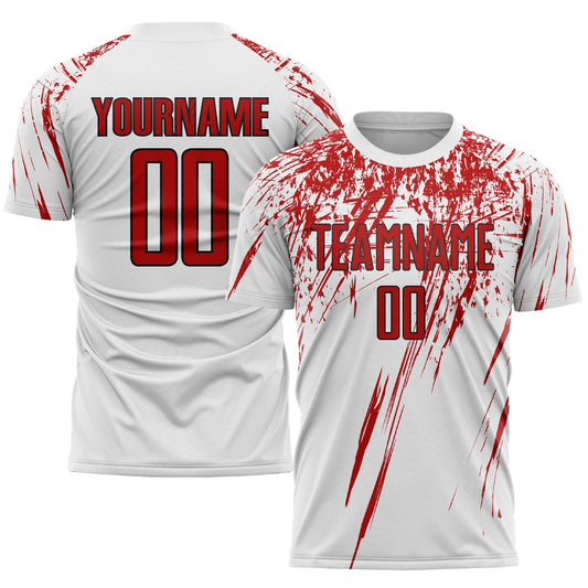 Custom White Red-Black Sublimation Soccer Uniform Jersey - Sky-Custom