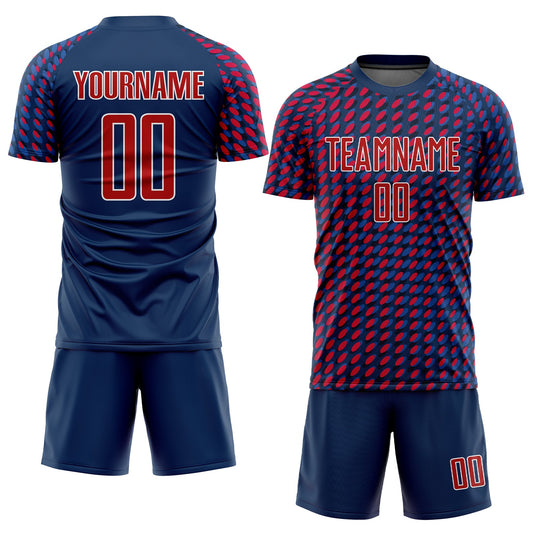 Custom Navy Red-White Sublimation Soccer Uniform Jersey - Sky-Custom