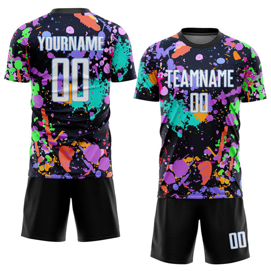 Custom Graffiti Pattern White-Light Blue Sublimation Soccer Uniform Jersey - Sky-Custom
