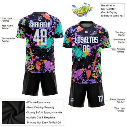 Custom Graffiti Pattern White-Light Blue Sublimation Soccer Uniform Jersey - Sky-Custom