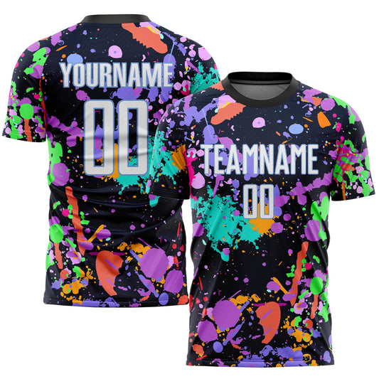 Custom Graffiti Pattern White-Light Blue Sublimation Soccer Uniform Jersey - Sky-Custom