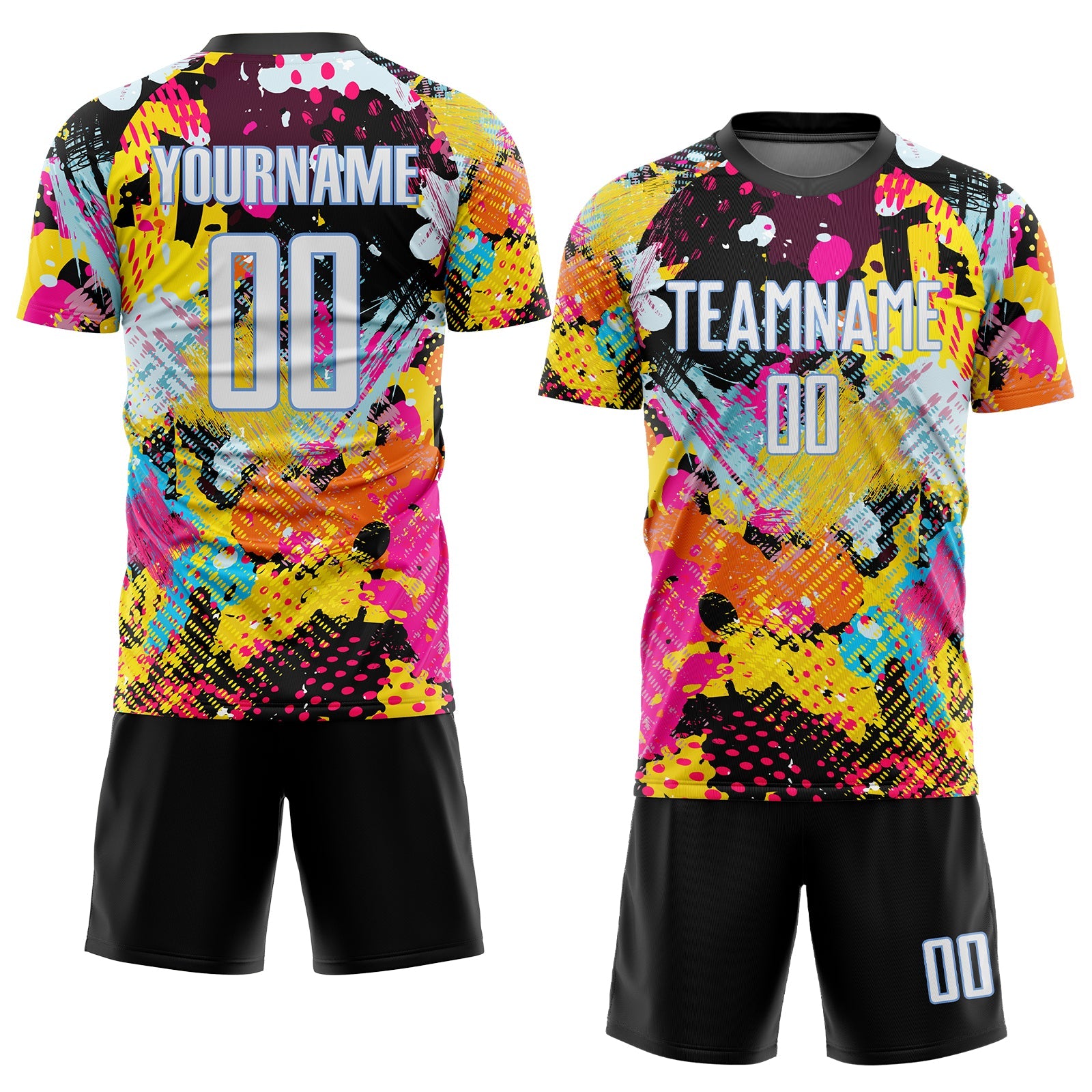Custom Graffiti Pattern White-Light Blue Sublimation Soccer Uniform Jersey - Sky-Custom