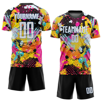 Custom Graffiti Pattern White-Light Blue Sublimation Soccer Uniform Jersey - Sky-Custom