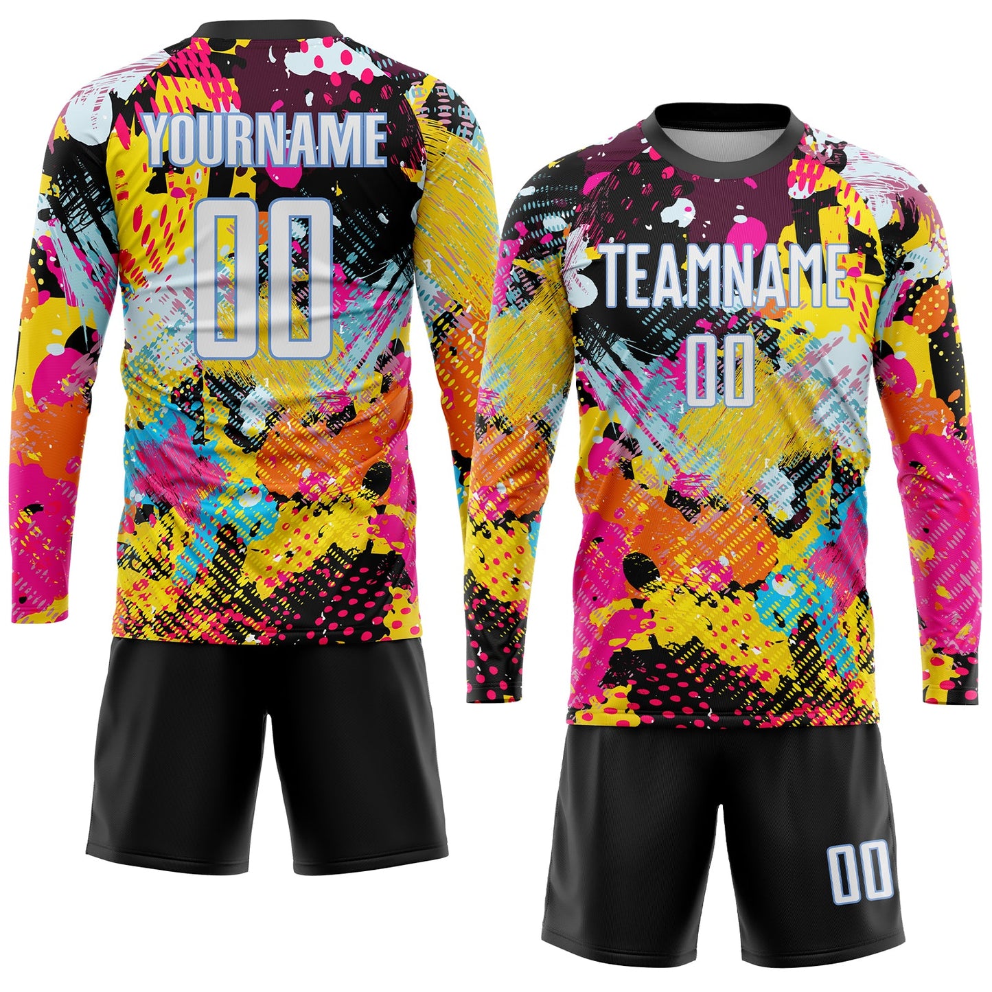 Custom Graffiti Pattern White-Light Blue Sublimation Soccer Uniform Jersey - Sky-Custom
