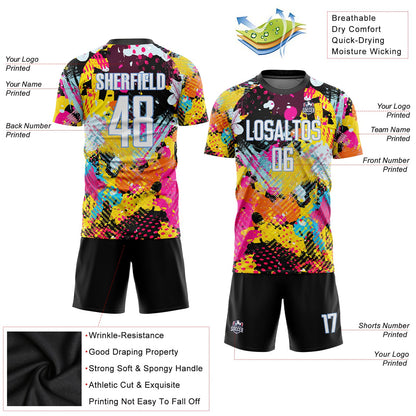 Custom Graffiti Pattern White-Light Blue Sublimation Soccer Uniform Jersey - Sky-Custom