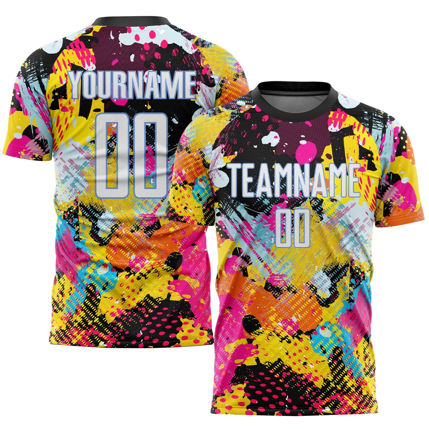 Custom Graffiti Pattern White-Light Blue Sublimation Soccer Uniform Jersey - Sky-Custom