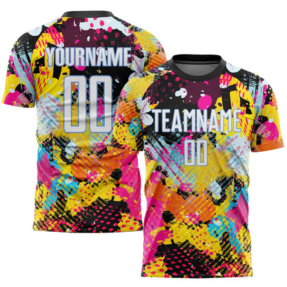 Custom Graffiti Pattern White-Light Blue Sublimation Soccer Uniform Jersey - Sky-Custom