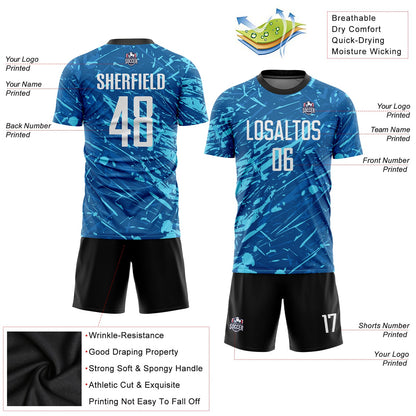 Custom Royal White-Light Blue Sublimation Soccer Uniform Jersey - Sky-Custom