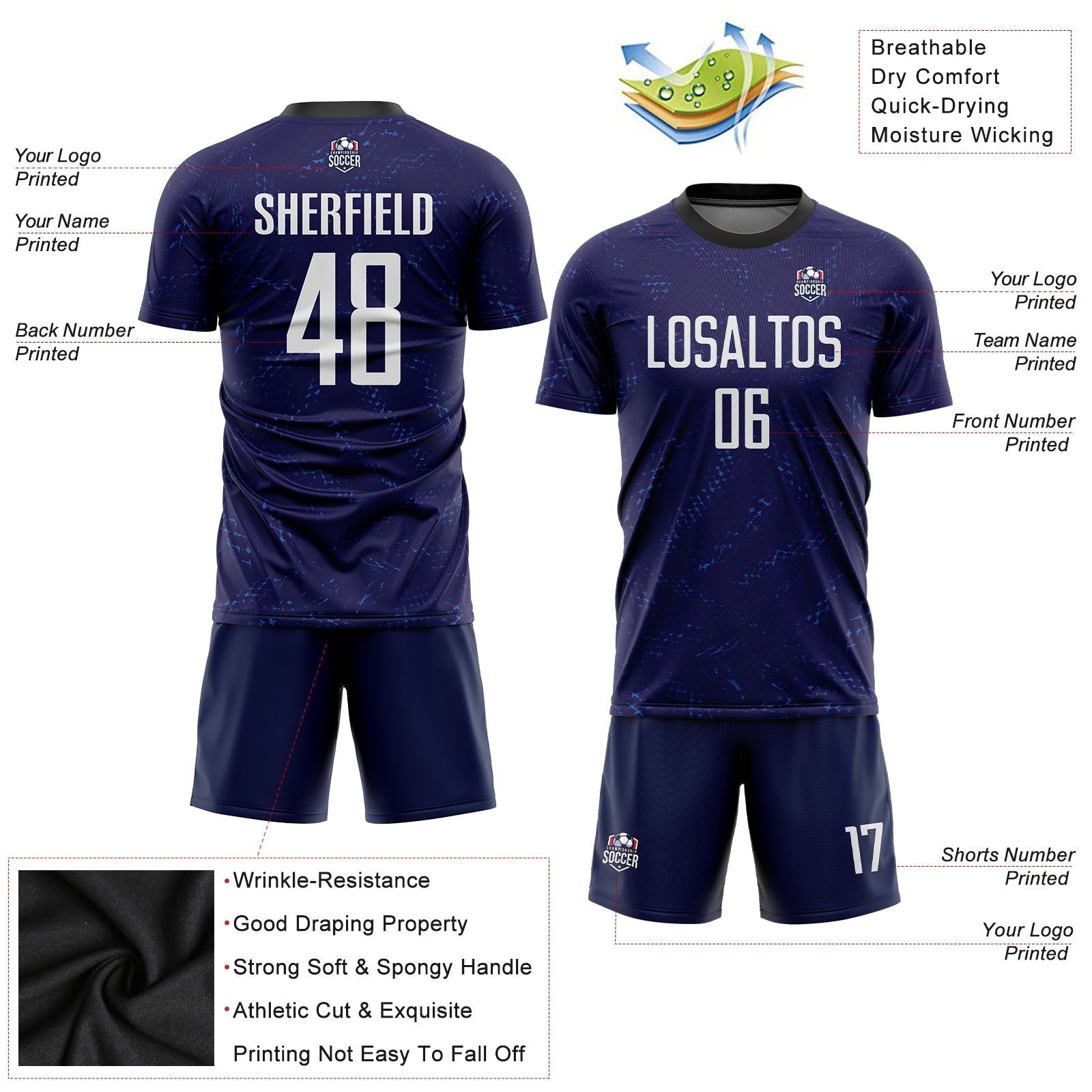 Custom Dark Purple White-Black Sublimation Soccer Uniform Jersey - Sky-Custom