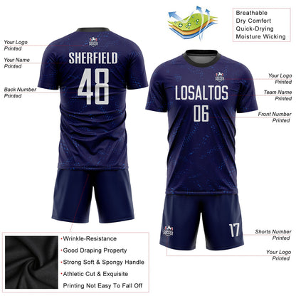 Custom Dark Purple White-Black Sublimation Soccer Uniform Jersey - Sky-Custom