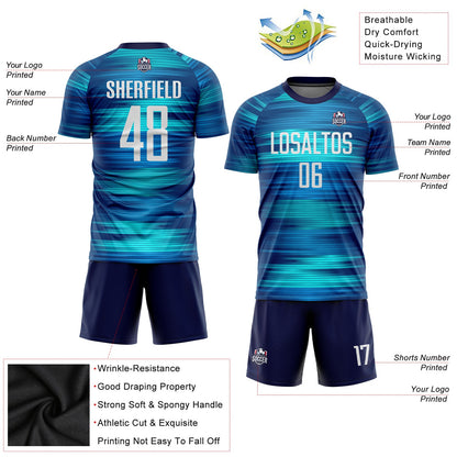 Custom Light Blue White-US Navy Blue Sublimation Soccer Uniform Jersey - Sky-Custom