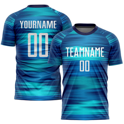 Custom Light Blue White-US Navy Blue Sublimation Soccer Uniform Jersey - Sky-Custom