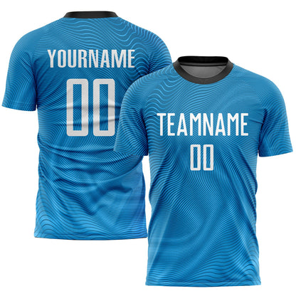 Custom Light Blue White-Black Sublimation Soccer Uniform Jersey - Sky-Custom