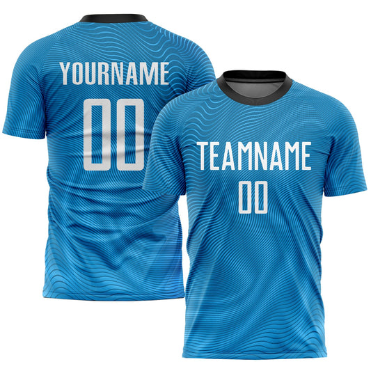 Custom Light Blue White-Black Sublimation Soccer Uniform Jersey - Sky-Custom