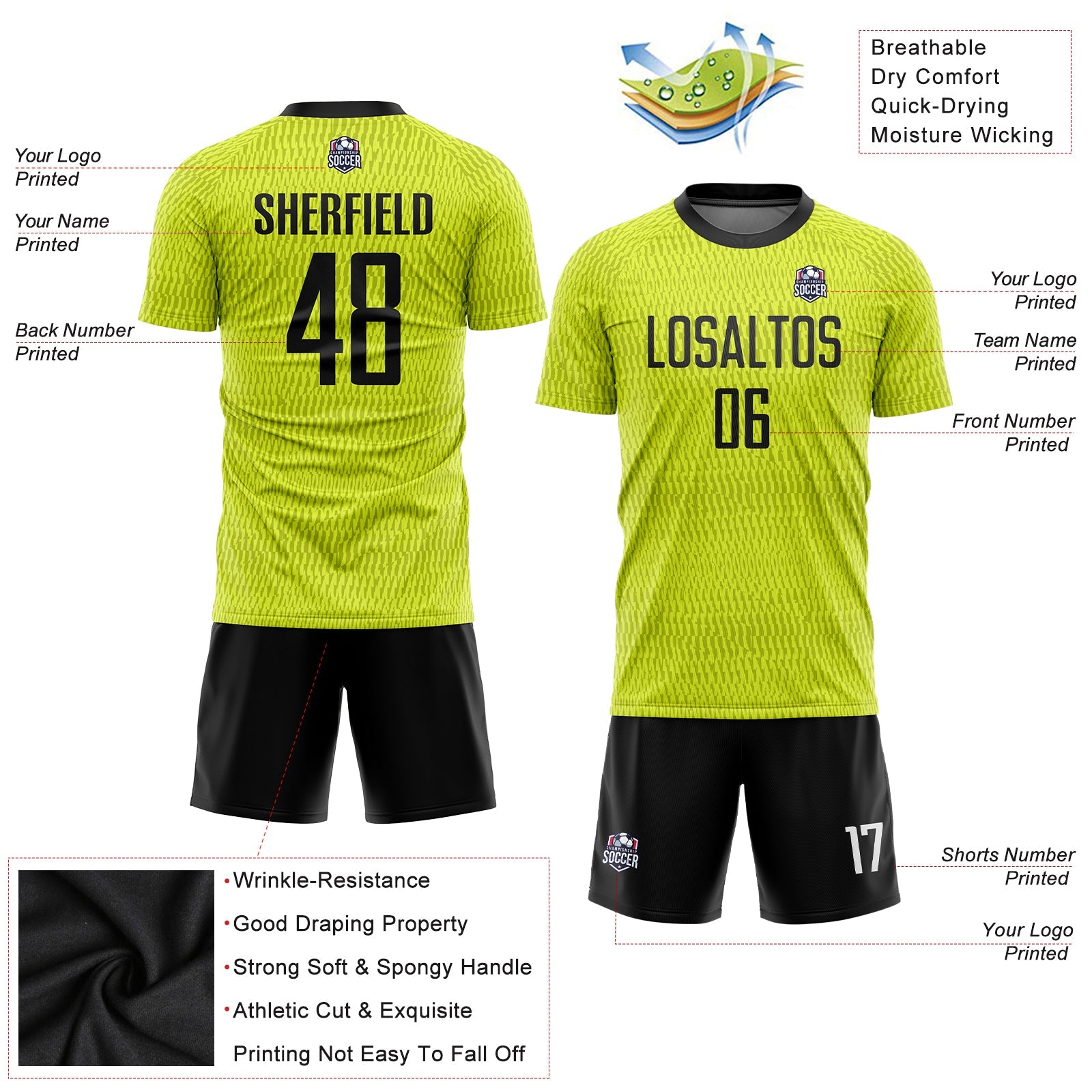 Custom Gold Black-White Sublimation Soccer Uniform Jersey - Sky-Custom
