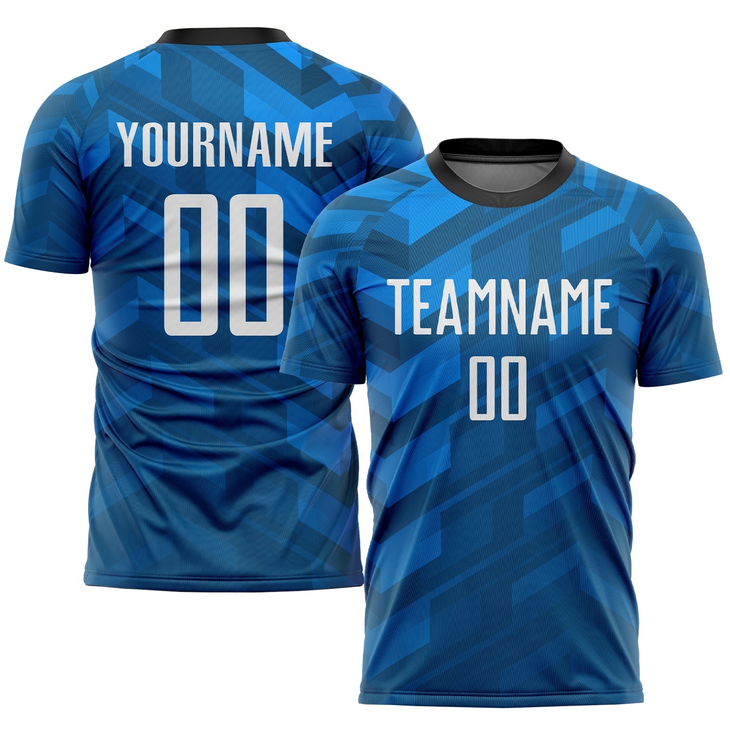 Custom Light Blue White-Black Sublimation Soccer Uniform Jersey - Sky-Custom
