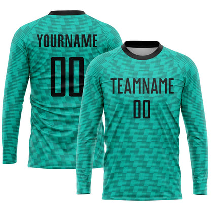 Custom Teal Black Sublimation Soccer Uniform Jersey - Sky-Custom