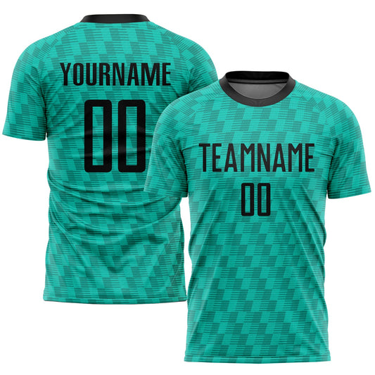Custom Teal Black Sublimation Soccer Uniform Jersey - Sky-Custom