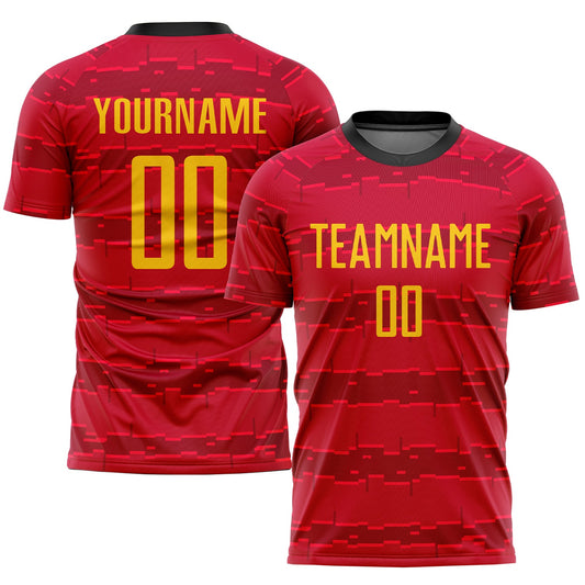 Custom Red Gold-Black Sublimation Soccer Uniform Jersey - Sky-Custom
