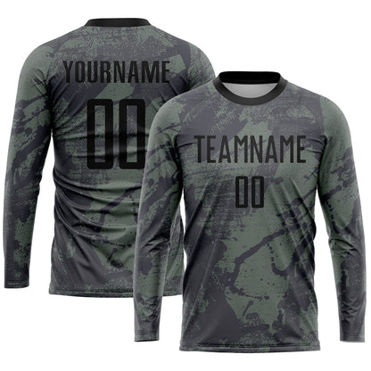 Custom Olive Black Sublimation Salute To Service Soccer Uniform Jersey - Sky-Custom