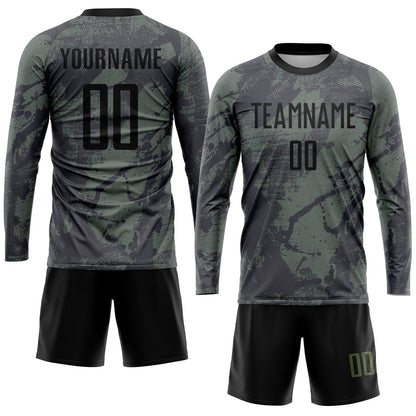Custom Olive Black Sublimation Salute To Service Soccer Uniform Jersey - Sky-Custom