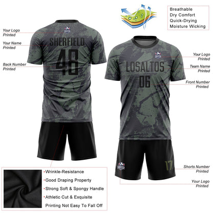 Custom Olive Black Sublimation Salute To Service Soccer Uniform Jersey - Sky-Custom