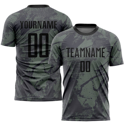 Custom Olive Black Sublimation Salute To Service Soccer Uniform Jersey - Sky-Custom