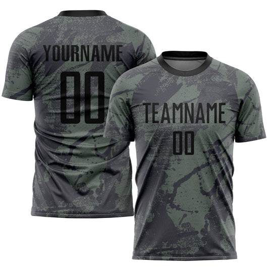 Custom Olive Black Sublimation Salute To Service Soccer Uniform Jersey - Sky-Custom