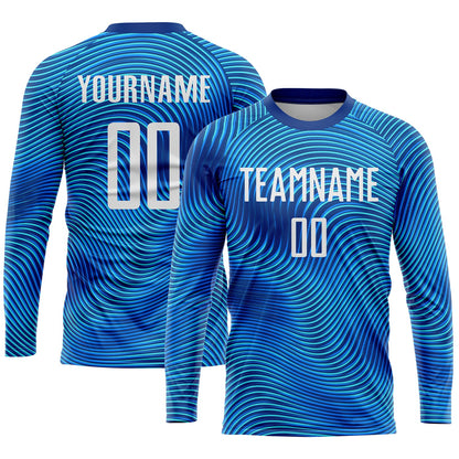 Custom Light Blue White-Royal Sublimation Soccer Uniform Jersey - Sky-Custom