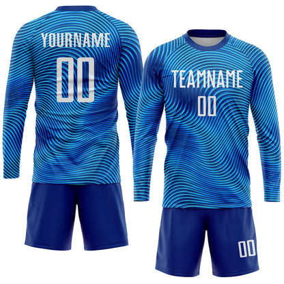 Custom Light Blue White-Royal Sublimation Soccer Uniform Jersey - Sky-Custom