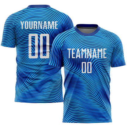 Custom Light Blue White-Royal Sublimation Soccer Uniform Jersey - Sky-Custom