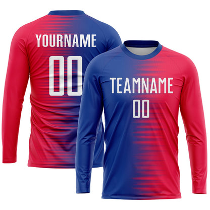 Custom Red White-Royal Sublimation Soccer Uniform Jersey - Sky-Custom