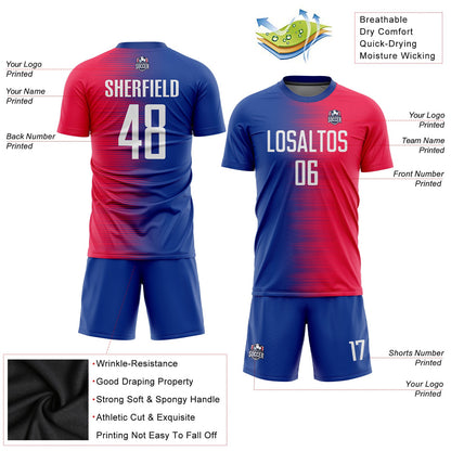 Custom Red White-Royal Sublimation Soccer Uniform Jersey - Sky-Custom