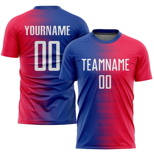 Custom Red White-Royal Sublimation Soccer Uniform Jersey - Sky-Custom