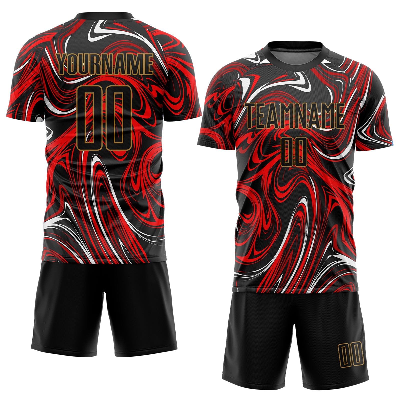 Custom Figure Black-Old Gold Sublimation Soccer Uniform Jersey - Sky-Custom