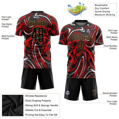 Custom Figure Black-Old Gold Sublimation Soccer Uniform Jersey - Sky-Custom
