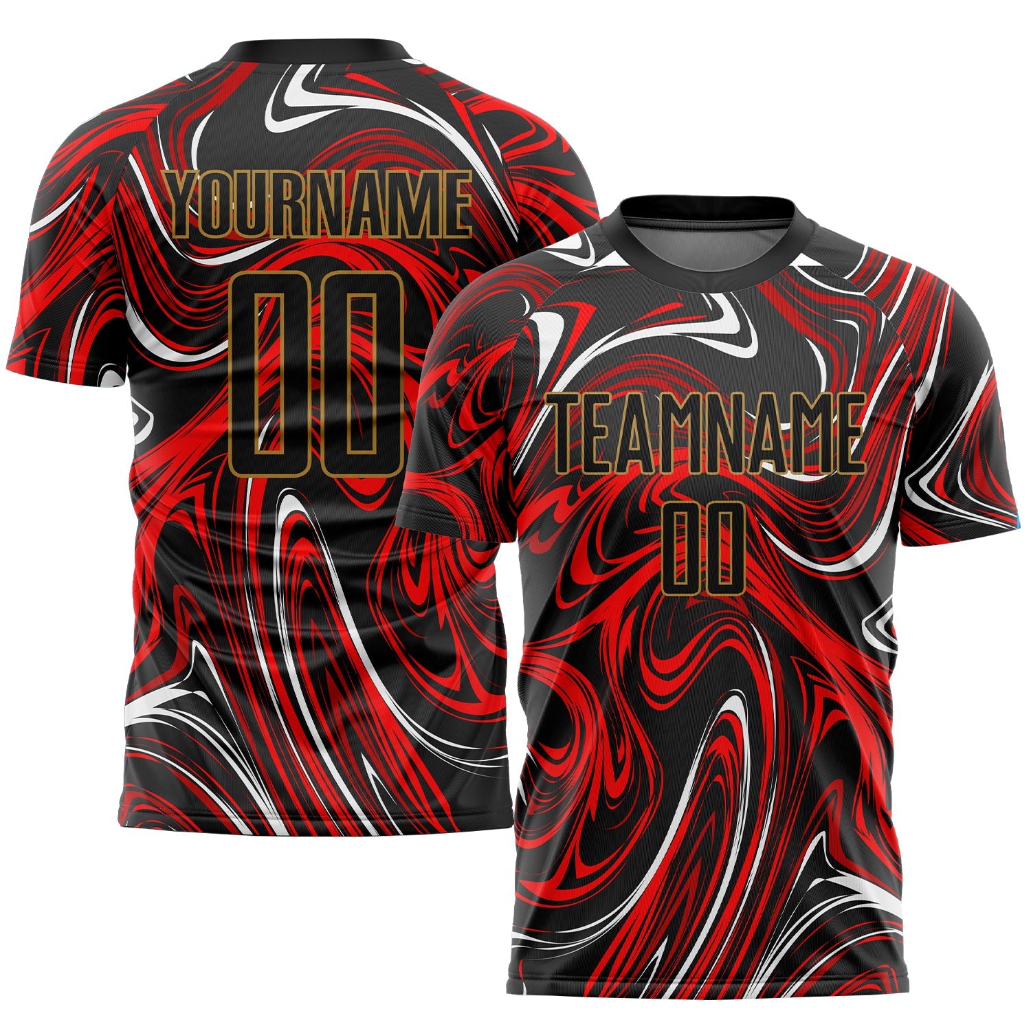 Custom Figure Black-Old Gold Sublimation Soccer Uniform Jersey - Sky-Custom