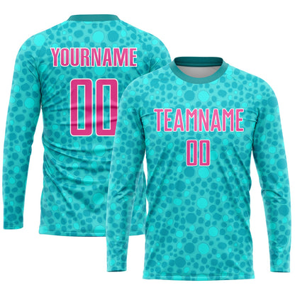Custom Aqua Pink-White Sublimation Soccer Uniform Jersey - Sky-Custom