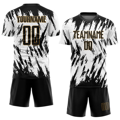 Custom White Black-Old Gold Sublimation Soccer Uniform Jersey - Sky-Custom