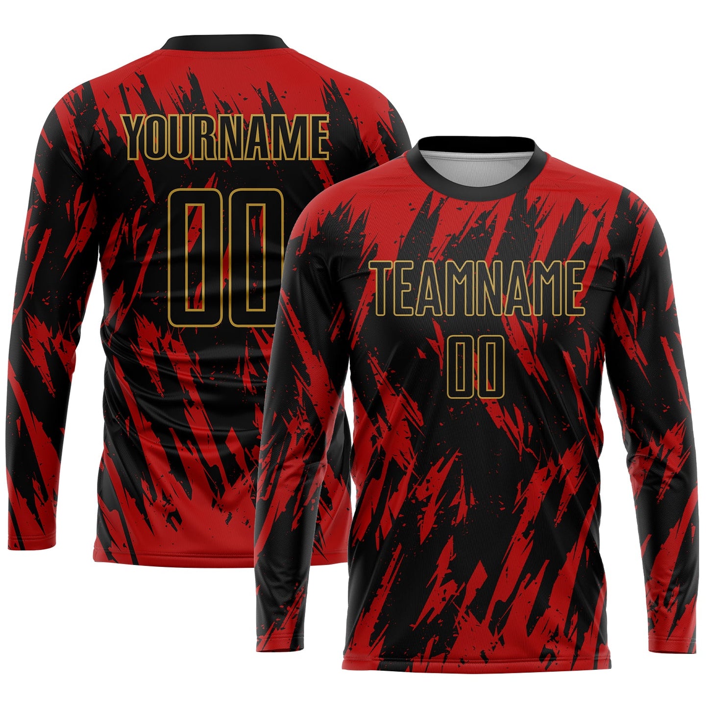 Custom Red Black-Old Gold Sublimation Soccer Uniform Jersey - Sky-Custom
