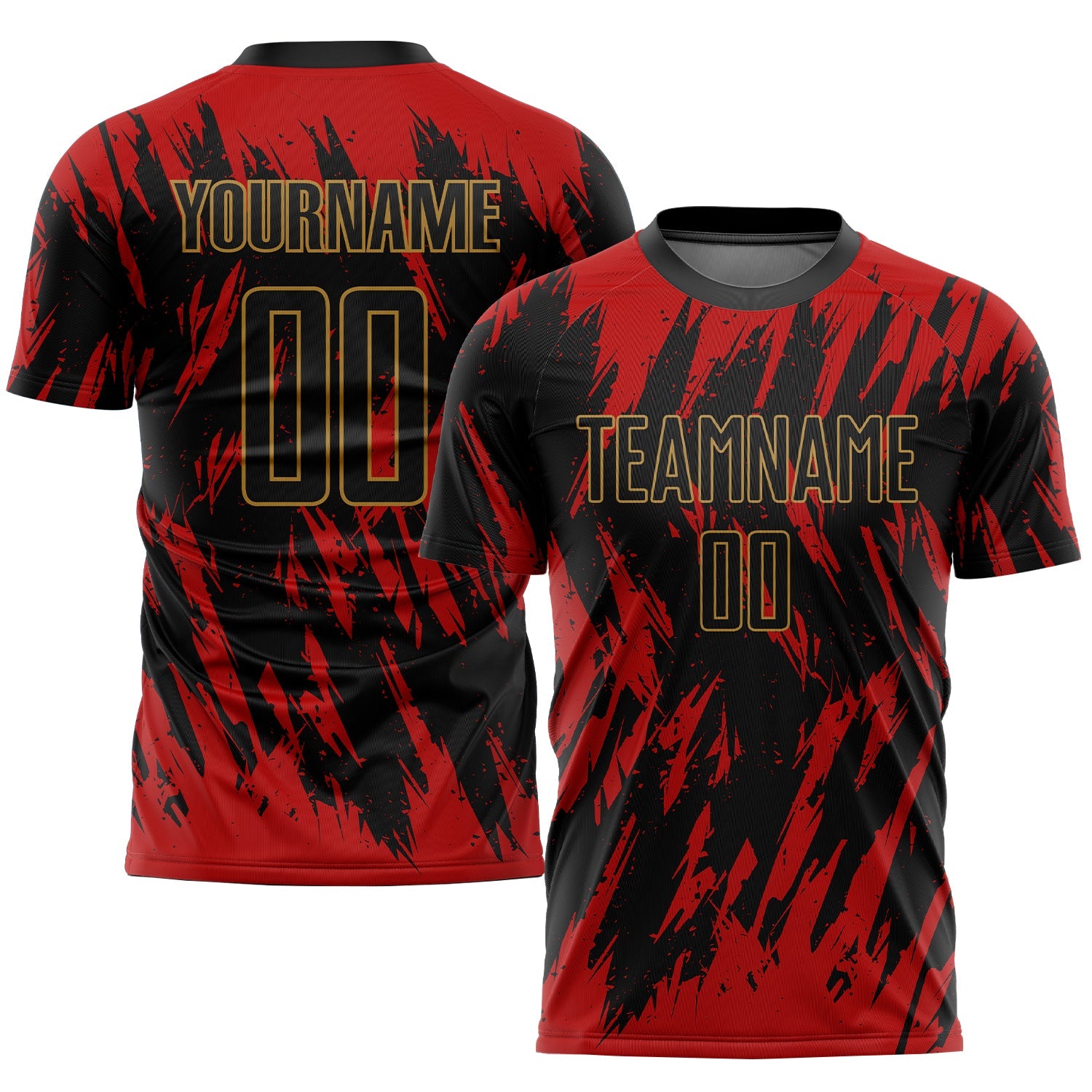 Custom Red Black-Old Gold Sublimation Soccer Uniform Jersey - Sky-Custom
