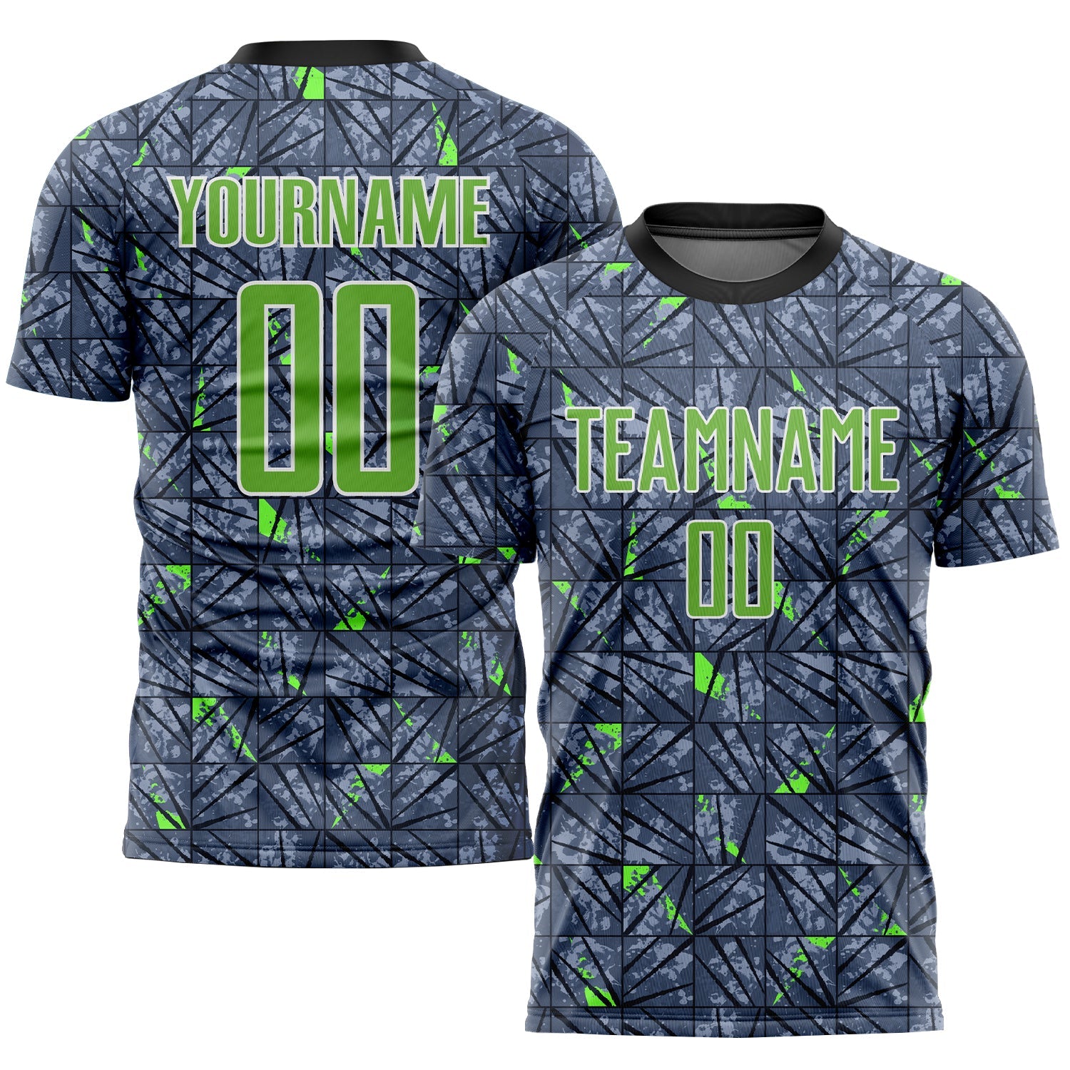 Custom Gray Neon Green-Black Sublimation Soccer Uniform Jersey - Sky-Custom
