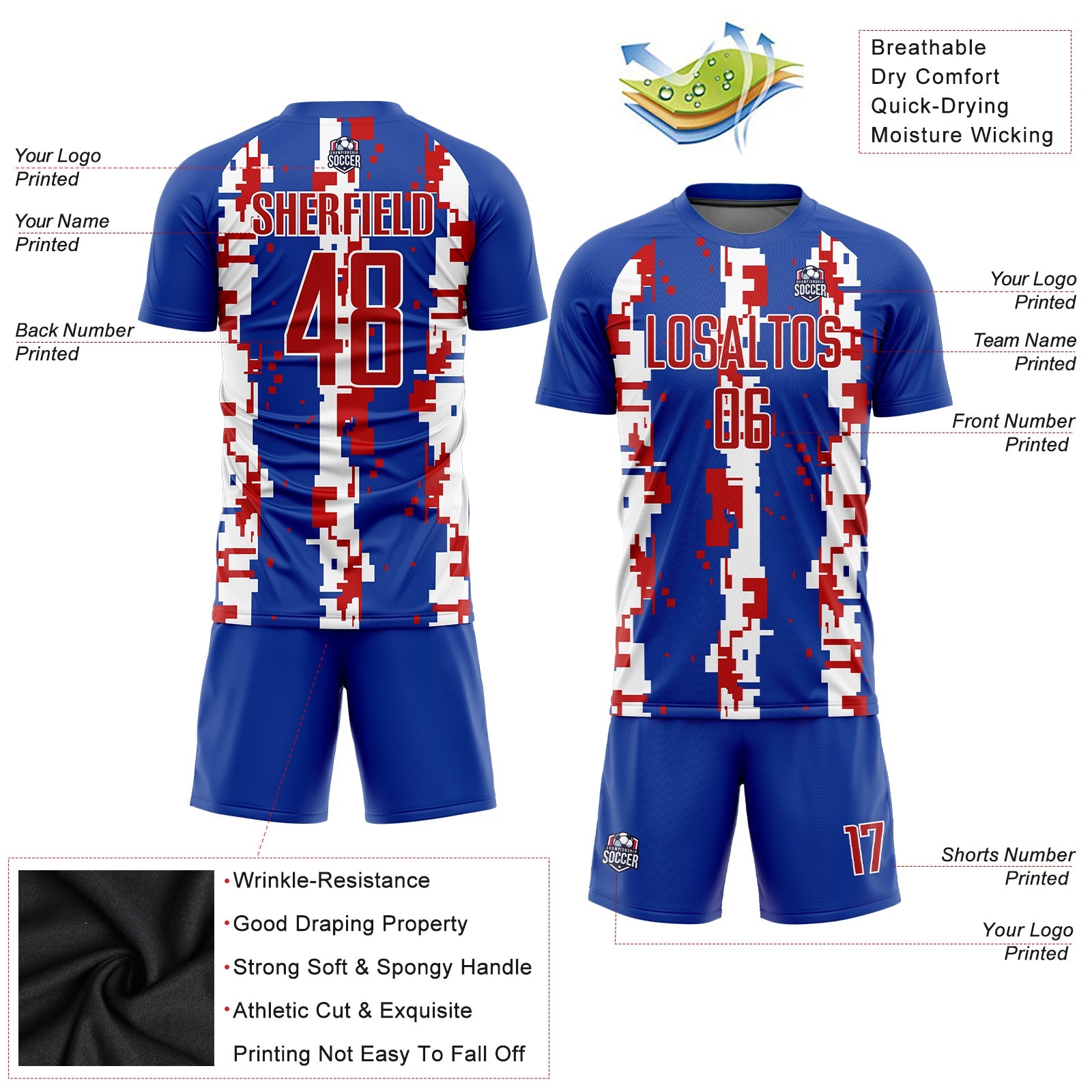 Custom Royal Red-White Sublimation Soccer Uniform Jersey - Sky-Custom