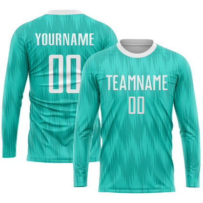 Custom Aqua White Sublimation Soccer Uniform Jersey - Sky-Custom
