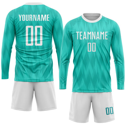 Custom Aqua White Sublimation Soccer Uniform Jersey - Sky-Custom