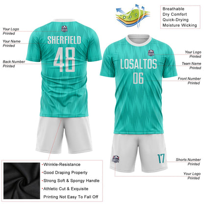 Custom Aqua White Sublimation Soccer Uniform Jersey - Sky-Custom