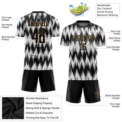 Custom White Black-Old Gold Sublimation Soccer Uniform Jersey - Sky-Custom