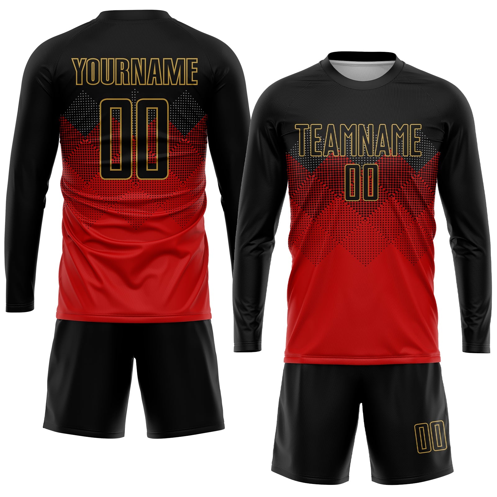 Custom Red Black-Old Gold Sublimation Soccer Uniform Jersey - Sky-Custom