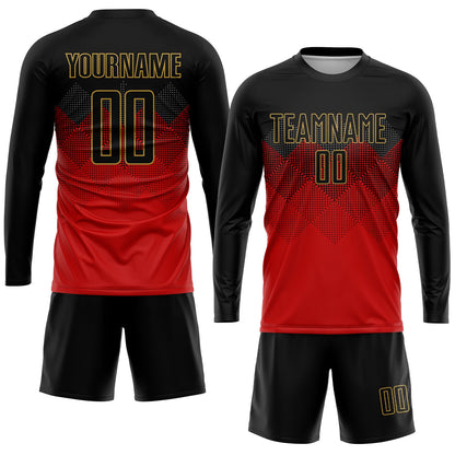 Custom Red Black-Old Gold Sublimation Soccer Uniform Jersey - Sky-Custom